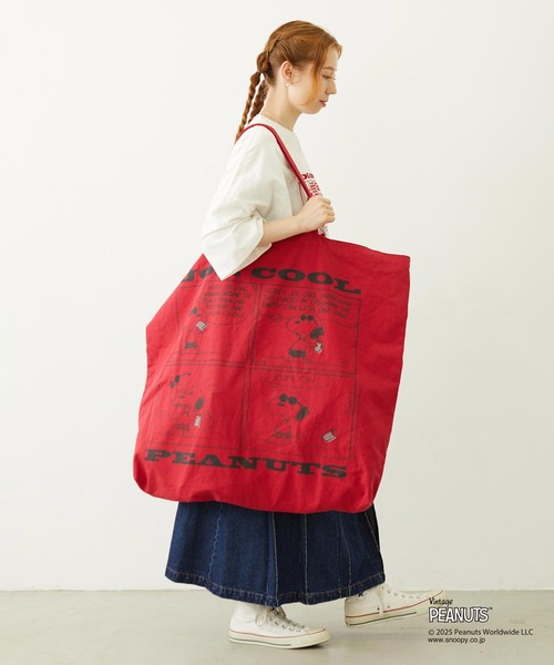 PEANUTS（ピーナッツ）の「MILKFED. × PEANUTS JOE COOL COMIC BIG TOTE（トートバッグ・レディース・ホワイト/レッド・ONE SIZE）」の3枚目の写真