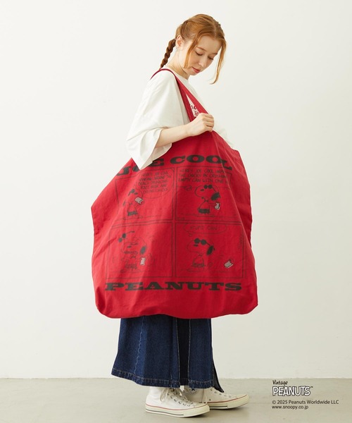 PEANUTS（ピーナッツ）の「MILKFED. × PEANUTS JOE COOL COMIC BIG TOTE（トートバッグ・レディース・ホワイト/レッド・ONE SIZE）」の4枚目の写真