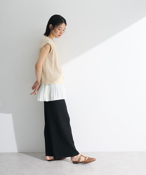 Green　Parks（グリーンパークス）の「裾プリーツタンクトップ（タンクトップ・レディース・ホワイト・FREE）」の4枚目の写真
