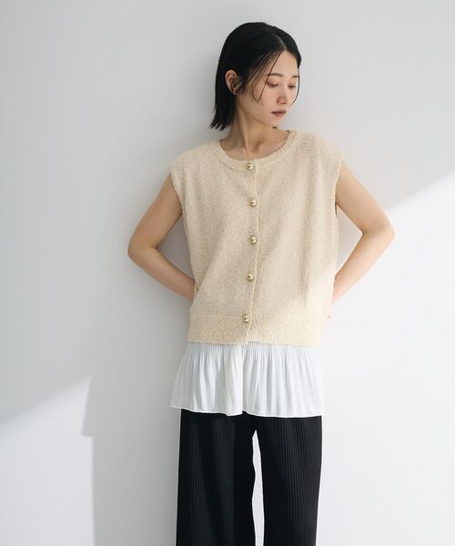 Green　Parks（グリーンパークス）の「裾プリーツタンクトップ（タンクトップ・レディース・ホワイト・FREE）」の6枚目の写真