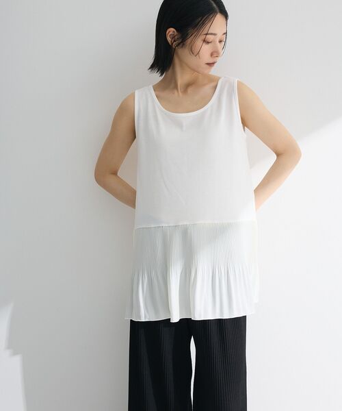 Green　Parks（グリーンパークス）の「裾プリーツタンクトップ（タンクトップ・レディース・ホワイト・FREE）」の19枚目の写真