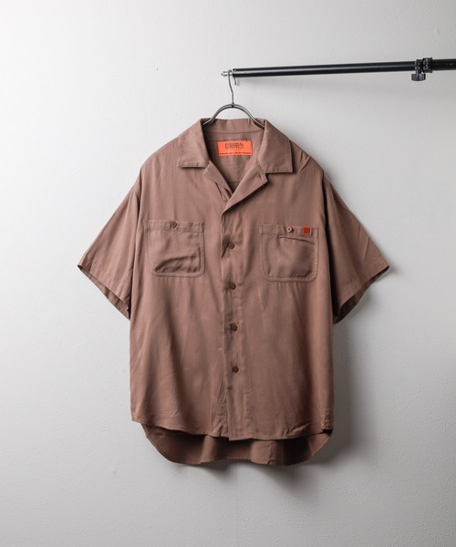 UNIVERSAL OVERALL(ユニバーサルオーバーオール)の「【72】【UNIVERSAL OVERALL】Opencollar Work Shirt(シャツ/ブラウス・レディース・モカ/ベージュ/ブラック・MEDIUM/LARGE)」の3枚目の写真