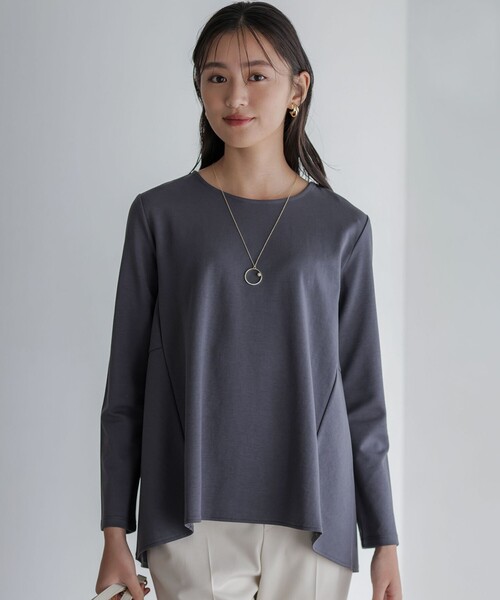 組曲（クミキョク）の「バックフレアロングＴシャツ（Tシャツ/カットソー・レディース・ホワイト系/ネイビー系/グレー系・3/2）」の9枚目の写真