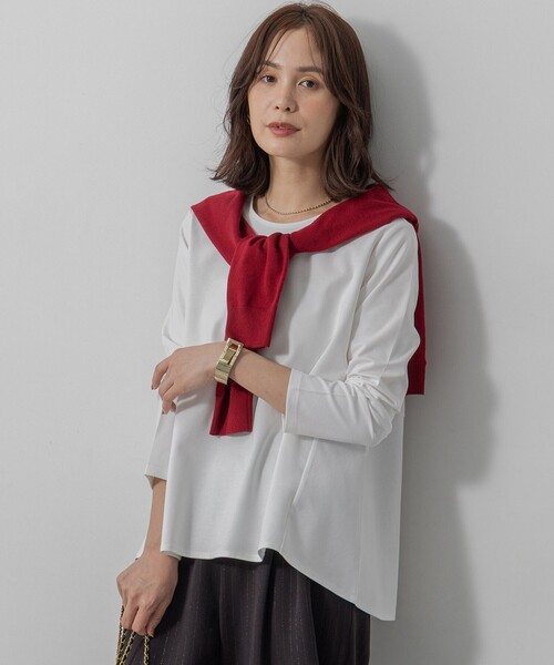 組曲（クミキョク）の「バックフレアロングＴシャツ（Tシャツ/カットソー・レディース・ホワイト系/ネイビー系/グレー系・3/2）」の18枚目の写真