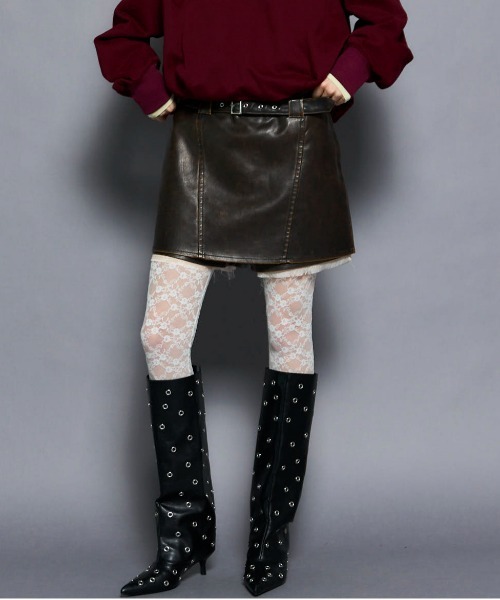 MAISON SPECIAL(メゾンスペシャル)の「Belted Vegan Leather Culottes/ベルテッドヴィーガンレザーキュロット■セットアップ対応■(その他パンツ・レディース・ブラウン/ブラック・38/36)」の2枚目の写真