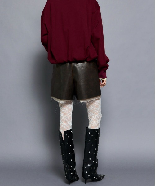 MAISON SPECIAL(メゾンスペシャル)の「Belted Vegan Leather Culottes/ベルテッドヴィーガンレザーキュロット■セットアップ対応■(その他パンツ・レディース・ブラウン/ブラック・38/36)」の8枚目の写真
