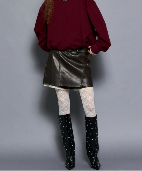 MAISON SPECIAL(メゾンスペシャル)の「Belted Vegan Leather Culottes/ベルテッドヴィーガンレザーキュロット■セットアップ対応■(その他パンツ・レディース・ブラウン/ブラック・38/36)」の6枚目の写真