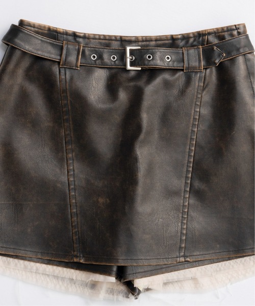 MAISON SPECIAL(メゾンスペシャル)の「Belted Vegan Leather Culottes/ベルテッドヴィーガンレザーキュロット■セットアップ対応■(その他パンツ・レディース・ブラウン/ブラック・38/36)」の11枚目の写真