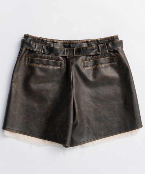 MAISON SPECIAL(メゾンスペシャル)の「Belted Vegan Leather Culottes/ベルテッドヴィーガンレザーキュロット■セットアップ対応■(その他パンツ・レディース・ブラウン/ブラック・38/36)」の14枚目の写真