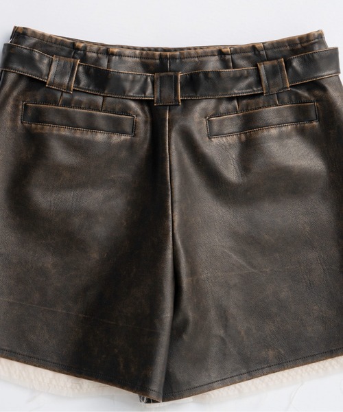 MAISON SPECIAL(メゾンスペシャル)の「Belted Vegan Leather Culottes/ベルテッドヴィーガンレザーキュロット■セットアップ対応■(その他パンツ・レディース・ブラウン/ブラック・38/36)」の15枚目の写真