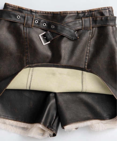 MAISON SPECIAL(メゾンスペシャル)の「Belted Vegan Leather Culottes/ベルテッドヴィーガンレザーキュロット■セットアップ対応■(その他パンツ・レディース・ブラウン/ブラック・38/36)」の13枚目の写真