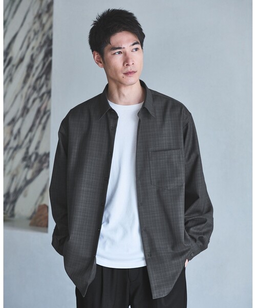 green label relaxing（グリーンレーベルリラクシング）の「ウォッシャブル チェック ジャストルーズ シャツ（シャツ/ブラウス・メンズ・ダークブラウン/ナチュラル/ダークグレー・XL/L/M/S）」の2枚目の写真