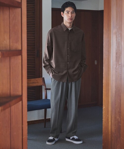 green label relaxing（グリーンレーベルリラクシング）の「ウォッシャブル チェック ジャストルーズ シャツ（シャツ/ブラウス・メンズ・ダークブラウン/ナチュラル/ダークグレー・XL/L/M/S）」の4枚目の写真