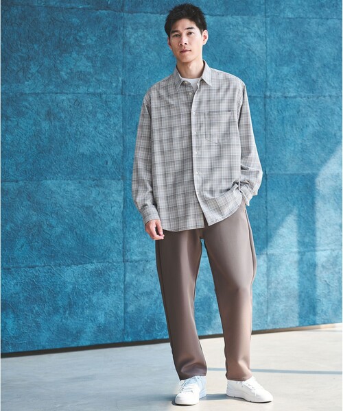 green label relaxing（グリーンレーベルリラクシング）の「ウォッシャブル チェック ジャストルーズ シャツ（シャツ/ブラウス・メンズ・ダークブラウン/ナチュラル/ダークグレー・XL/L/M/S）」の7枚目の写真