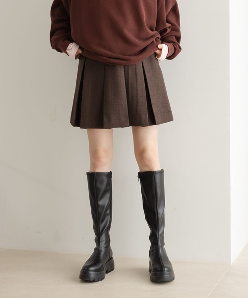 LOWRYS FARM(ローリーズファーム)の「ラナテックプリーツミニスカート 455462(スカート・レディース・チャコールグレー/チェック/ブラウン・FREE)」の2枚目の写真