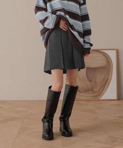 LOWRYS FARM(ローリーズファーム)の「ラナテックプリーツミニスカート 455462(スカート・レディース・チャコールグレー/チェック/ブラウン・FREE)」の1枚目の写真