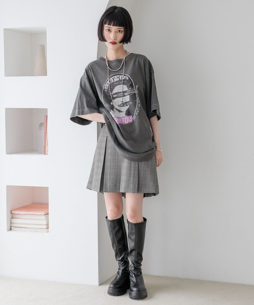 LOWRYS FARM(ローリーズファーム)の「ラナテックプリーツミニスカート 455462(スカート・レディース・チャコールグレー/チェック/ブラウン・FREE)」の5枚目の写真