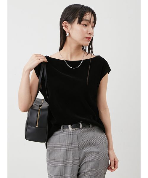 Mila Owen(ミラオーウェン)の「ボートネックフロッキーベロアプルオーバー(Tシャツ/カットソー・レディース・ブラック/ピンク/ベージュ・0/1)」の14枚目の写真