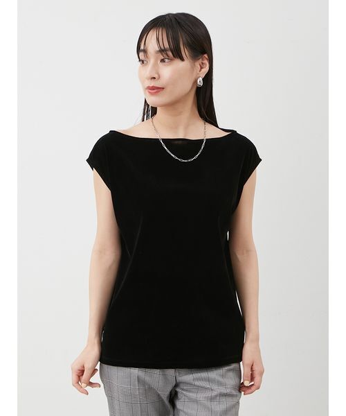 Mila Owen(ミラオーウェン)の「ボートネックフロッキーベロアプルオーバー(Tシャツ/カットソー・レディース・ブラック/ピンク/ベージュ・0/1)」の15枚目の写真