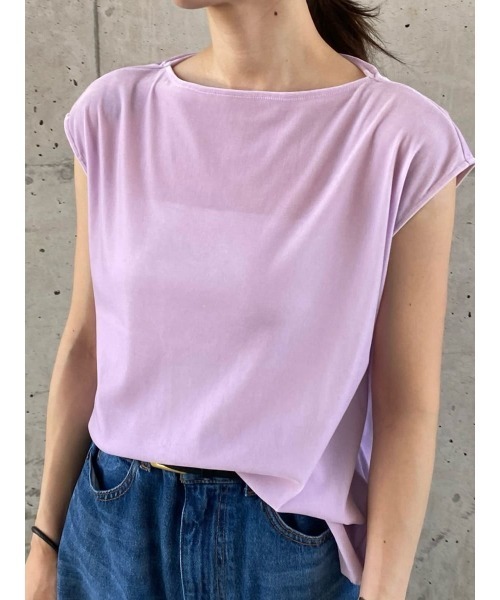 Mila Owen(ミラオーウェン)の「ボートネックフロッキーベロアプルオーバー(Tシャツ/カットソー・レディース・ブラック/ピンク/ベージュ・0/1)」の1枚目の写真