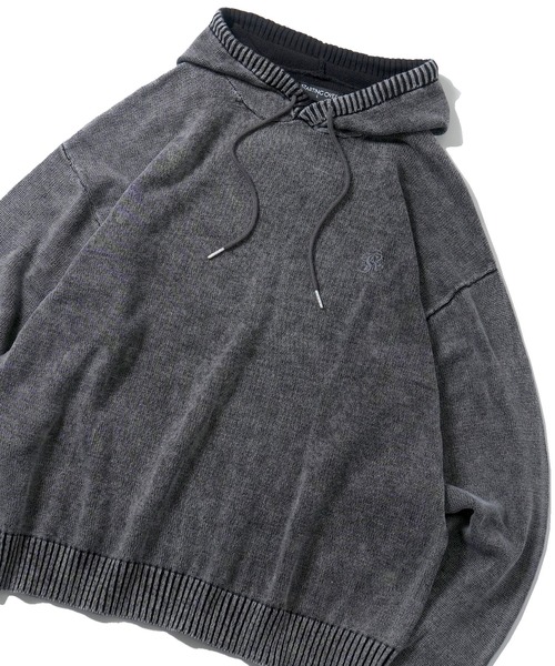 Starting Over（スターティングオーバー）の「ヴィンテージライク ピグメント加工 ワンポイント刺繍 プルオーバー コットン ニット パーカー フーディ―（パーカー・メンズ・ブラック/マスタード/ベージュ・L/M）」の10枚目の写真