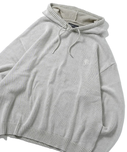 Starting Over（スターティングオーバー）の「ヴィンテージライク ピグメント加工 ワンポイント刺繍 プルオーバー コットン ニット パーカー フーディ―（パーカー・メンズ・ブラック/マスタード/ベージュ・L/M）」の11枚目の写真