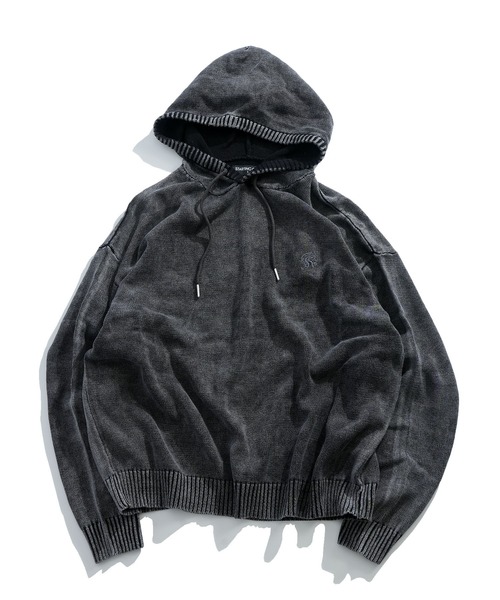 Starting Over（スターティングオーバー）の「ヴィンテージライク ピグメント加工 ワンポイント刺繍 プルオーバー コットン ニット パーカー フーディ―（パーカー・メンズ・ブラック/マスタード/ベージュ・L/M）」の17枚目の写真