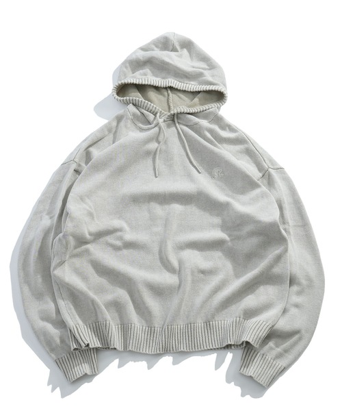 Starting Over（スターティングオーバー）の「ヴィンテージライク ピグメント加工 ワンポイント刺繍 プルオーバー コットン ニット パーカー フーディ―（パーカー・メンズ・ブラック/マスタード/ベージュ・L/M）」の19枚目の写真