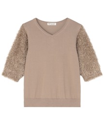 TOKYO SHIRTS | 袖フェザー切替プルオーバー 五分袖(ニット/セーター)