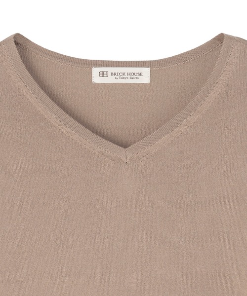 TOKYO SHIRTS（トウキョウシャツ）の「袖フェザー切替プルオーバー 五分袖（ニット/セーター・レディース・ブラック/ブラウン・M/L）」の8枚目の写真