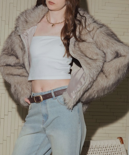 フェイクファーダブルジップジャケット（ブルゾン）｜Mili affinity