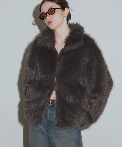 フェイクファーダブルジップジャケット（ブルゾン）｜Mili affinity