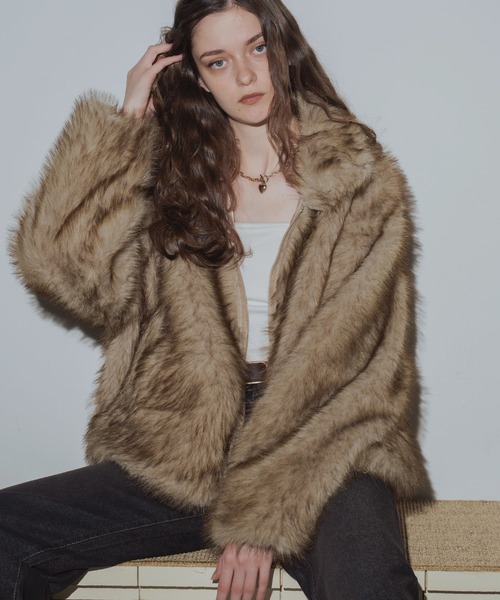 もさん専用 ファーライクダブルジップブルゾン forksy.】ヴィンテージ