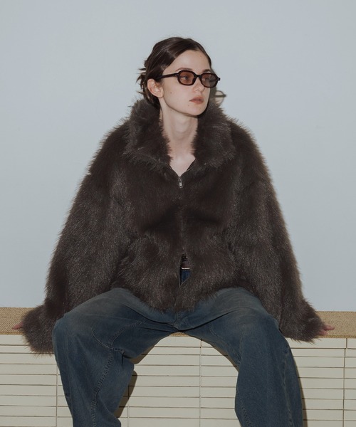 フェイクファーダブルジップジャケット（ブルゾン）｜Mili affinity