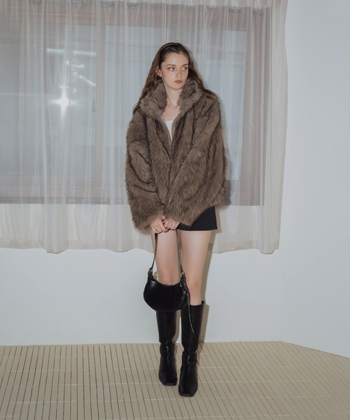 Mili affinity（ミリアフィニティー）の「フェイクファーダブルジップジャケット（ブルゾン・レディース・グレー系/ブラウン系2/ブラウン系1/ブラック/ベージュ系/ブラウン・FREE）」の19枚目の写真