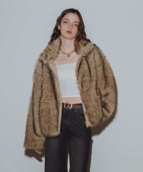 フェイクファーダブルジップジャケット（ブルゾン）｜Mili affinity