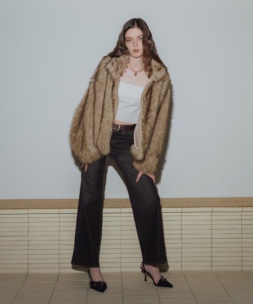 フェイクファーダブルジップジャケット（ブルゾン）｜Mili affinity