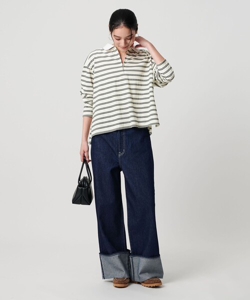 セール】【WEB限定】マルチボーダー ハーフジッププルオーバー（T