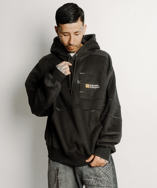 Subciety（サブサエティ）の「Ripple hoodie（パーカー・メンズ・グレー/チャコールグレー/ブラック・SMALL/MEDIUM/LARGE/X-LARGE）」の5枚目の写真