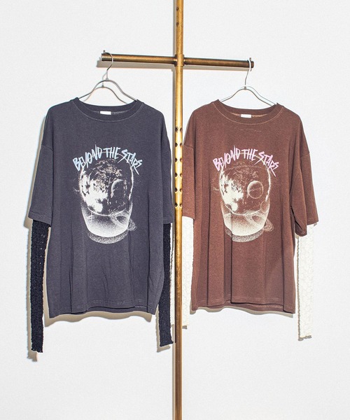 ROSE BUD（ローズバッド）の「LAYERED TEE（Tシャツ/カットソー・レディース・チャコールグレー/ブラウン・ONE SIZE）」の6枚目の写真