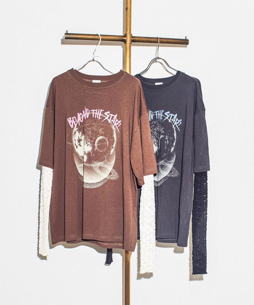 ROSE BUD（ローズバッド）の「LAYERED TEE（Tシャツ/カットソー・レディース・チャコールグレー/ブラウン・ONE SIZE）」の7枚目の写真