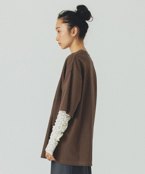ROSE BUD（ローズバッド）の「LAYERED TEE（Tシャツ/カットソー・レディース・チャコールグレー/ブラウン・ONE SIZE）」の19枚目の写真