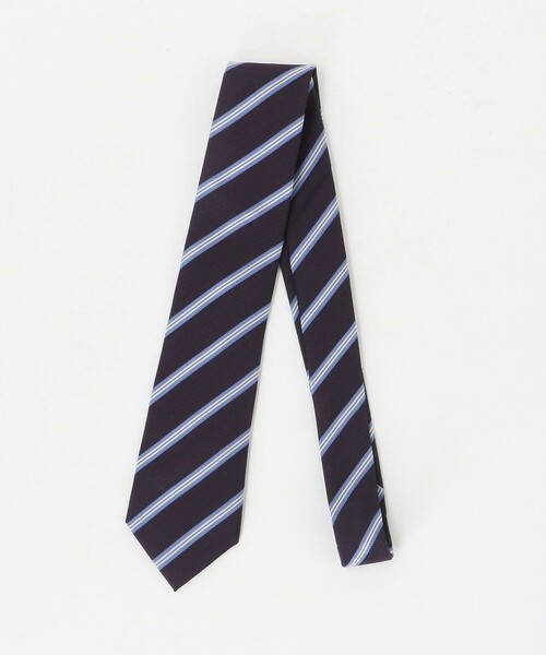 green label relaxing（グリーンレーベルリラクシング）の「GLR シルク③ 8.0cm ストライプ1 ネクタイ（ネクタイ・メンズ・パープル/オリーブ/ロイヤルブルー・FREE）」の3枚目の写真