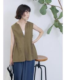 Samansa Mos2 blue | ジップベスト(シャツ/ブラウス)