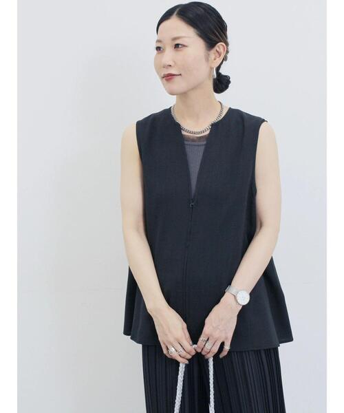 Samansa Mos2 blue（サマンサモスモスブルー）の「ジップベスト（シャツ/ブラウス・レディース・ブラウン/カーキ/ブラック・F）」の5枚目の写真