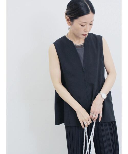 Samansa Mos2 blue（サマンサモスモスブルー）の「ジップベスト（シャツ/ブラウス・レディース・ブラウン/カーキ/ブラック・F）」の6枚目の写真