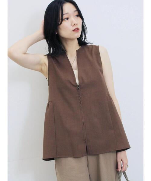 Samansa Mos2 blue（サマンサモスモスブルー）の「ジップベスト（シャツ/ブラウス・レディース・ブラウン/カーキ/ブラック・F）」の14枚目の写真