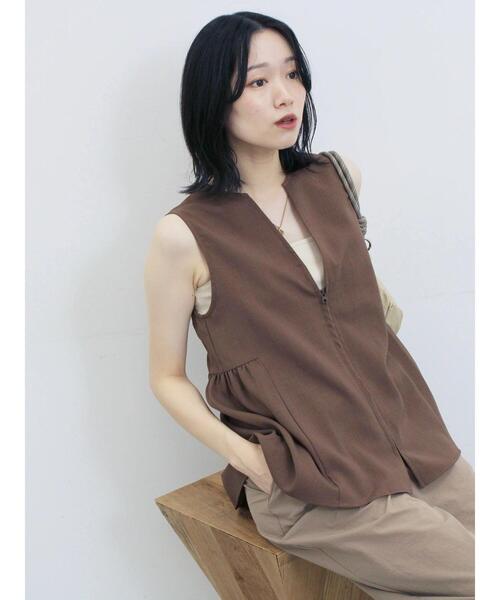 Samansa Mos2 blue（サマンサモスモスブルー）の「ジップベスト（シャツ/ブラウス・レディース・ブラウン/カーキ/ブラック・F）」の20枚目の写真