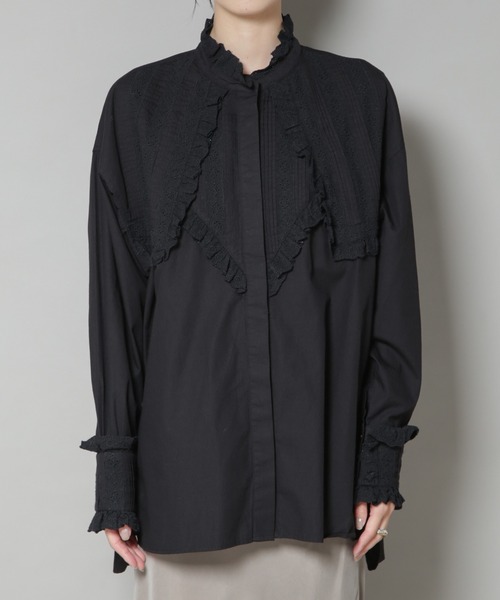 sara mallika(サラ マリカ)の「Sara mallika/COTTON PINTUCK LACE BLOUSE(シャツ/ブラウス・レディース・ホワイト/ブラック・FREE)」の17枚目の写真