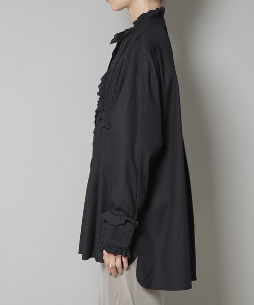 セール】Sara mallika/COTTON PINTUCK LACE BLOUSE（シャツ/ブラウス